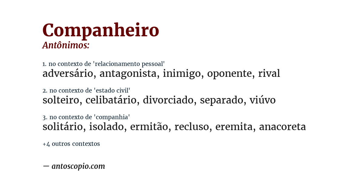Antônimo de companheiro