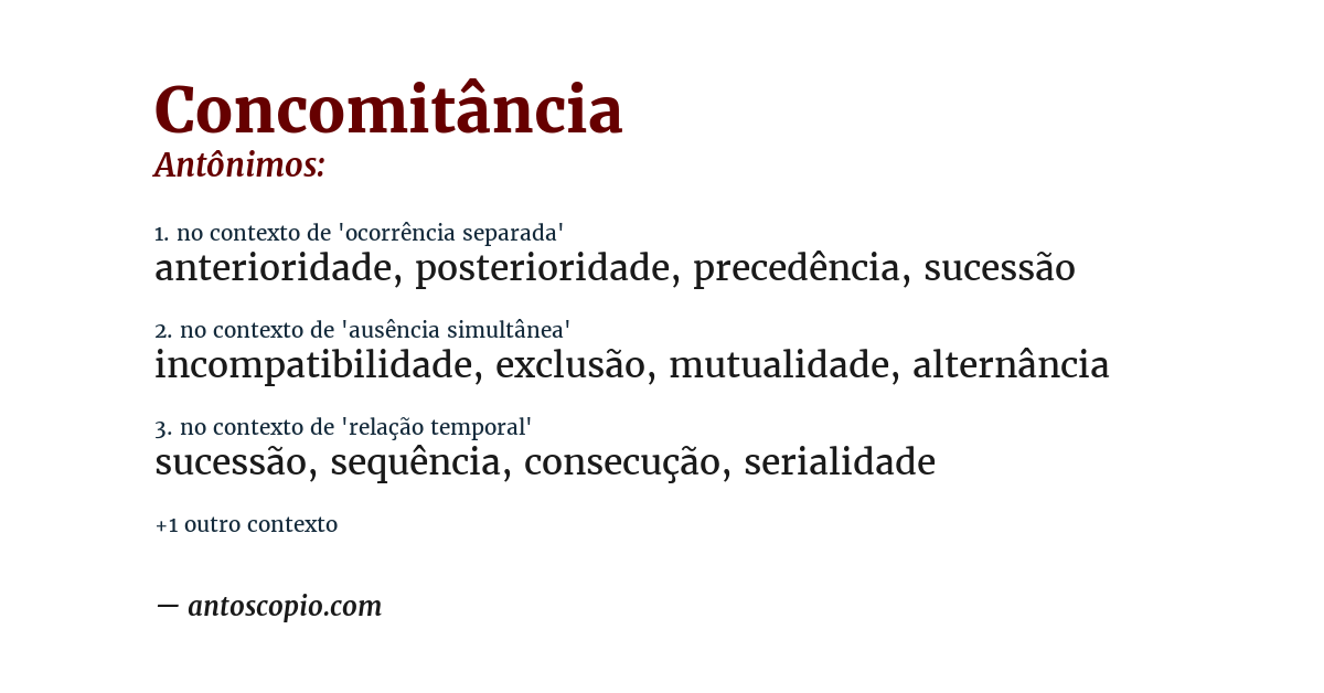 Antônimo de concomitância