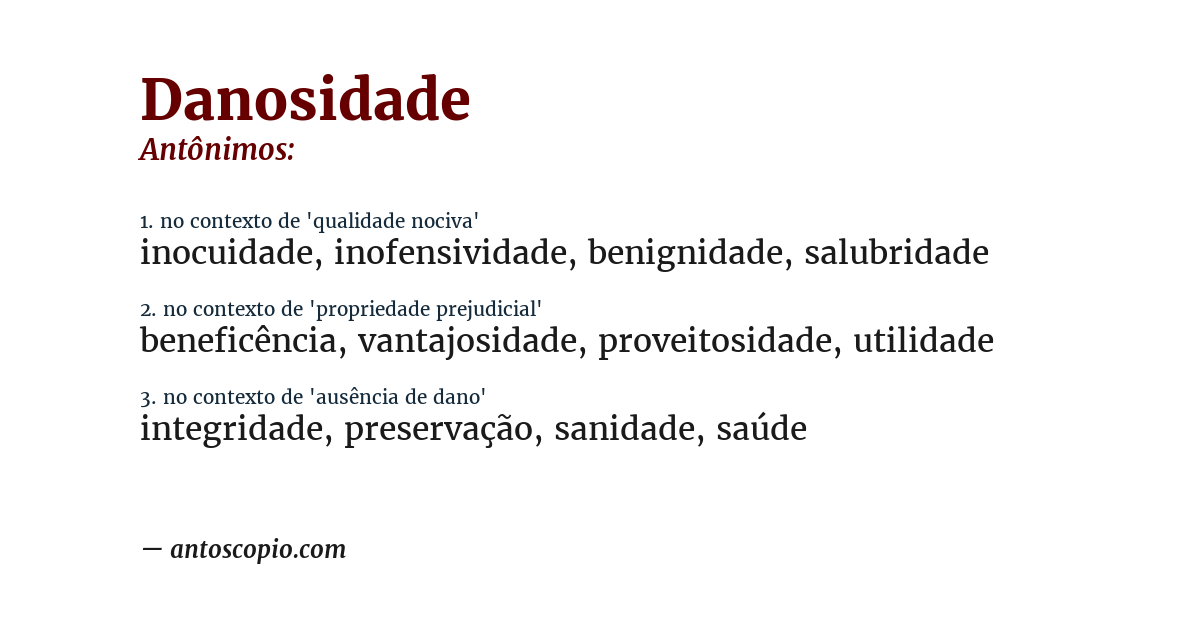 Antônimo de danosidade
