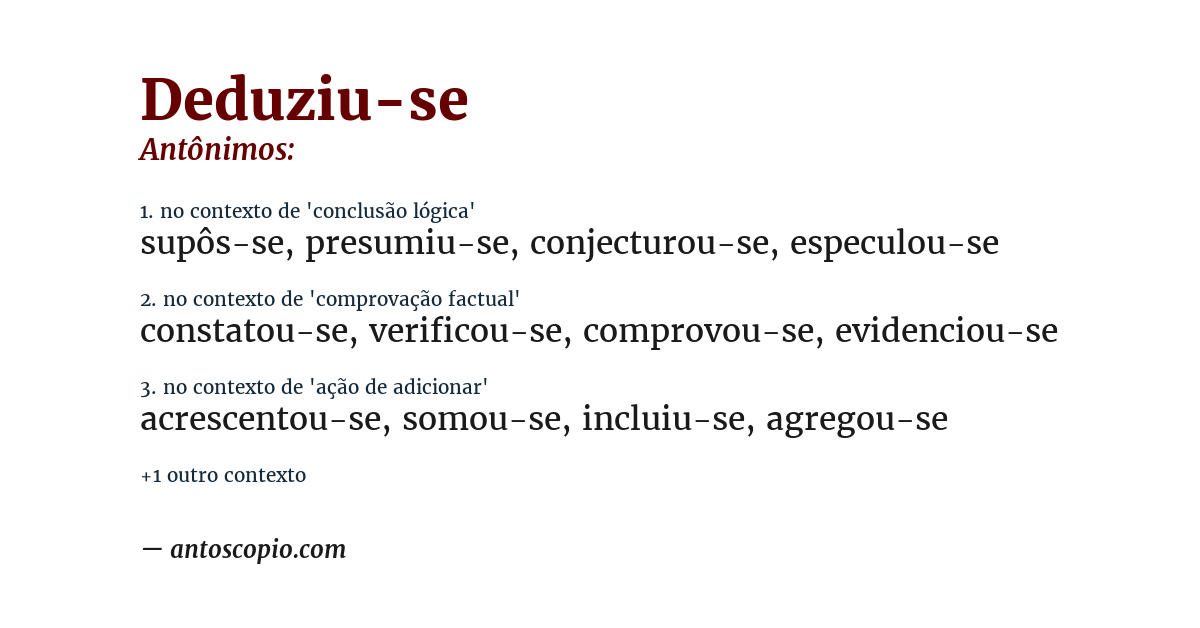 Antônimo de deduziu-se