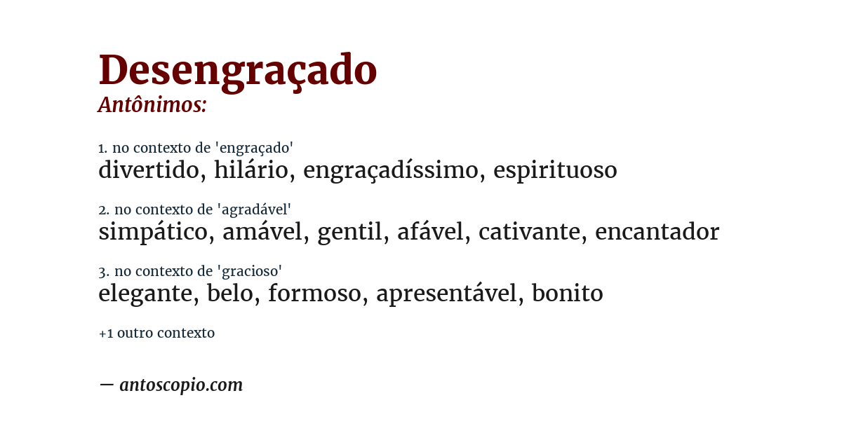 Antônimo de desengraçado