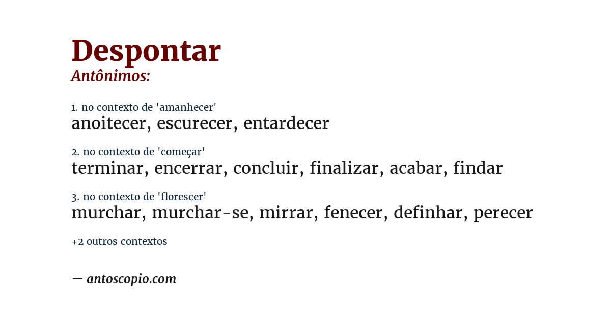 Antônimo de despontar