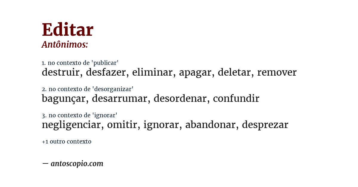 Antônimo de editar