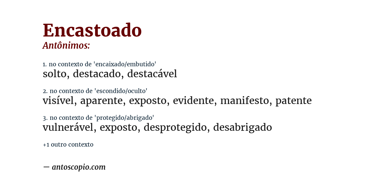 Antônimo de encastoado