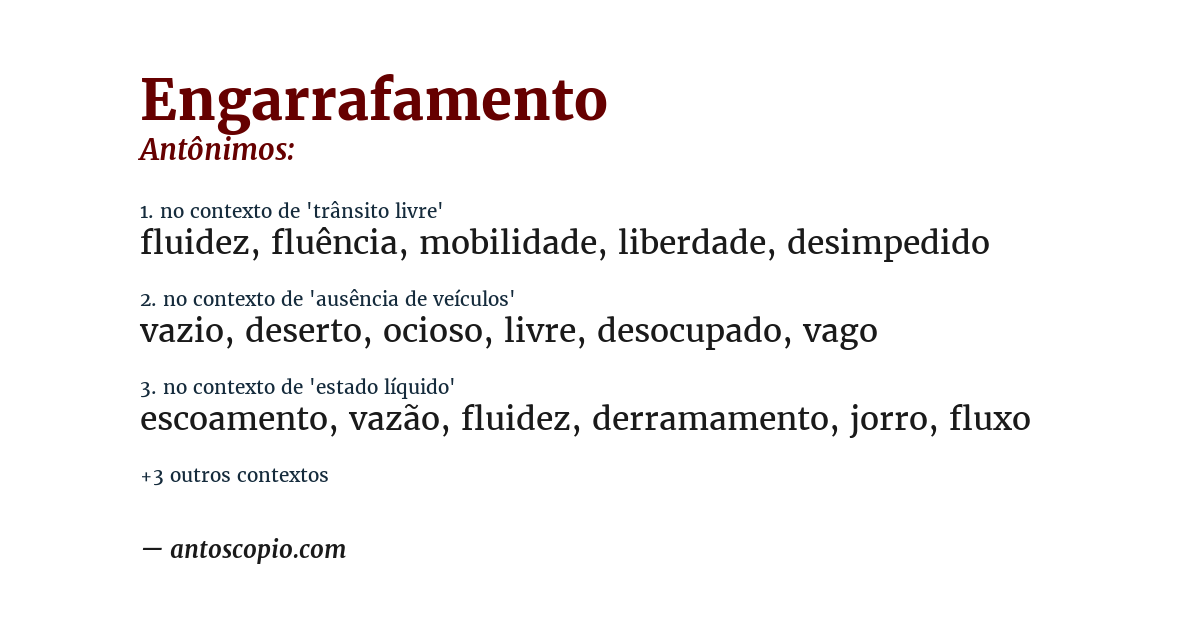 Antônimo de engarrafamento