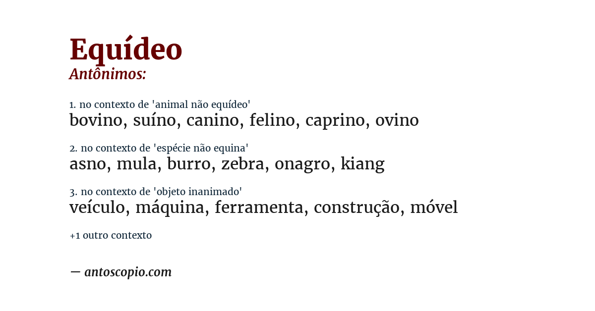 Antônimo de equídeo