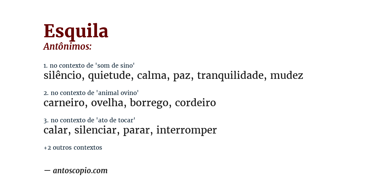 Antônimo de esquila