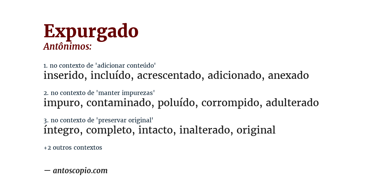 Antônimo de expurgado