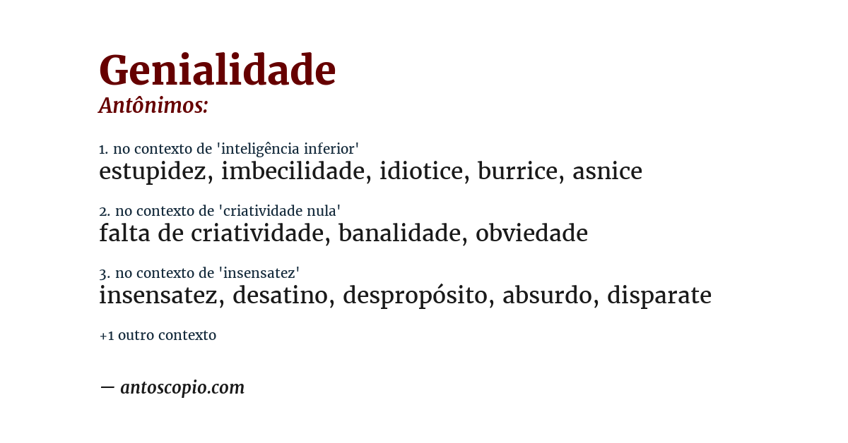 Antônimo de genialidade