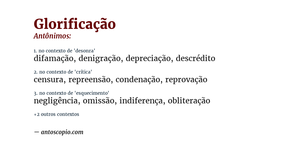 Antônimo de glorificação