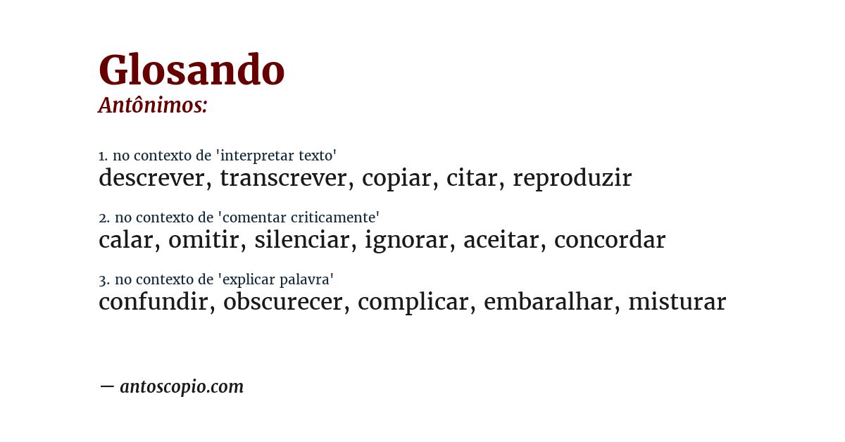 Antônimo de glosando
