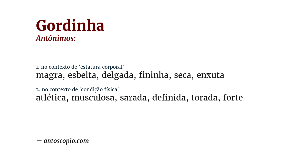 Antônimo de gordinha