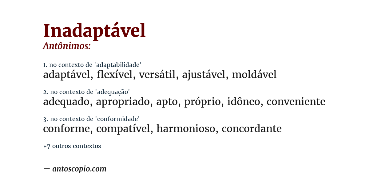 Antônimo de inadaptável