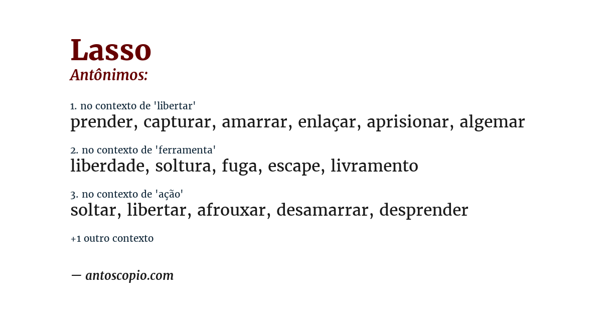 Antônimo de lasso