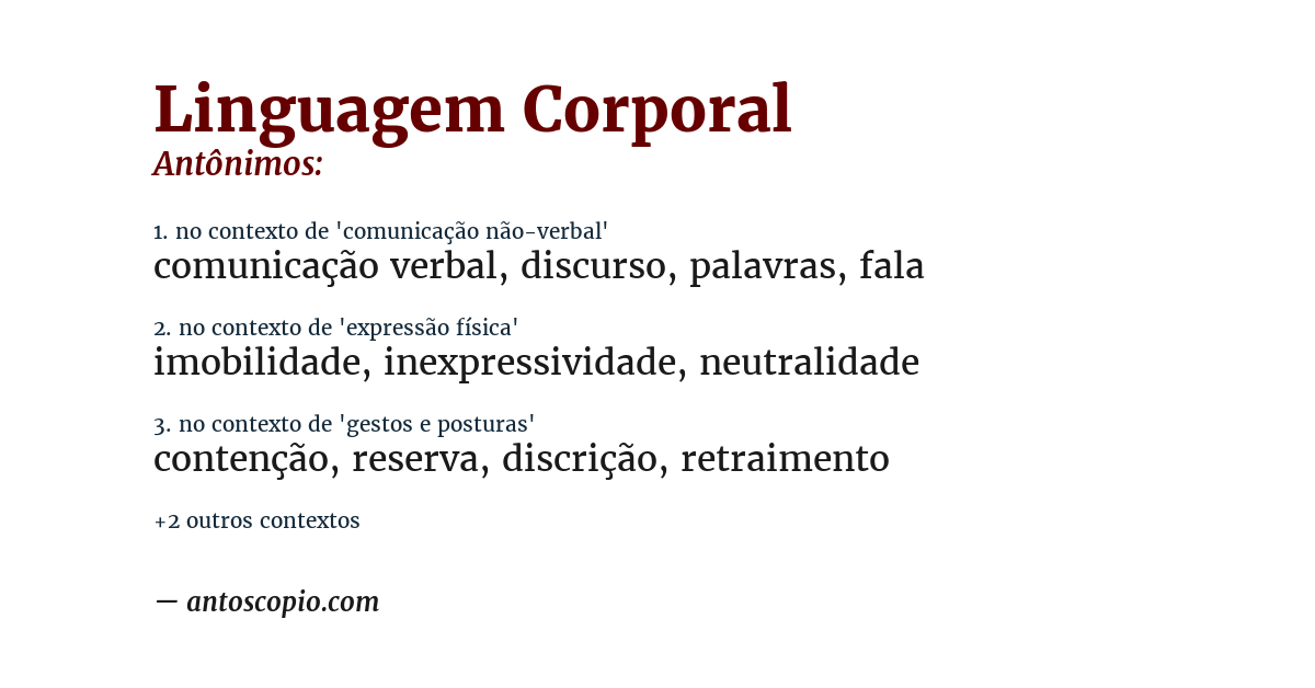 Antônimo de linguagem corporal