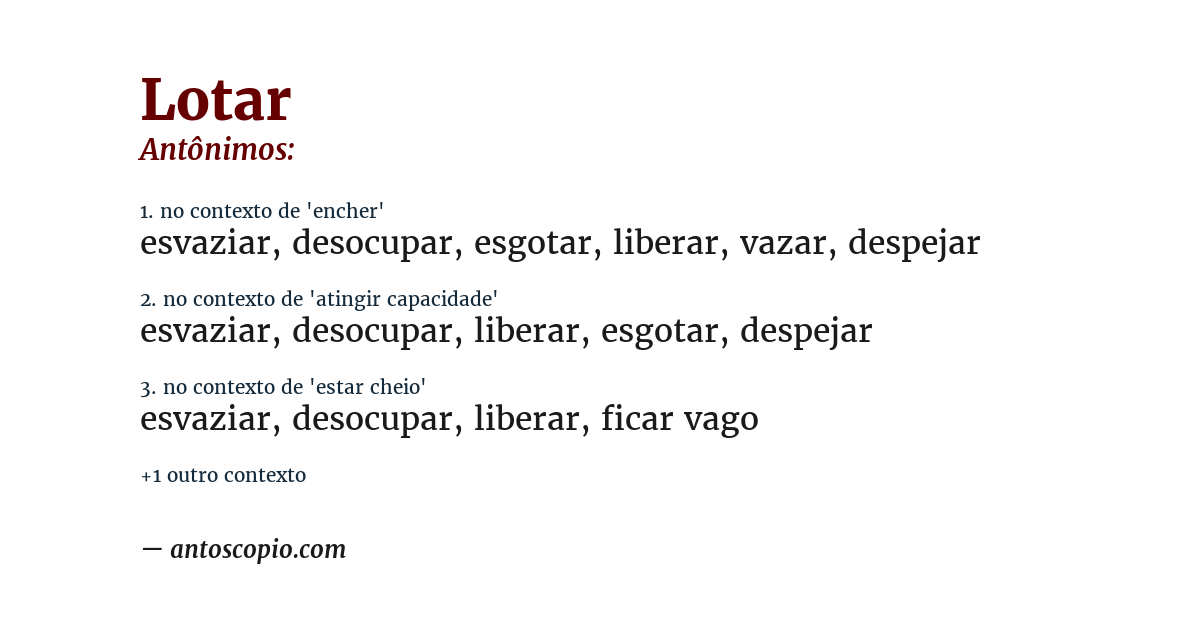 Antônimo de lotar