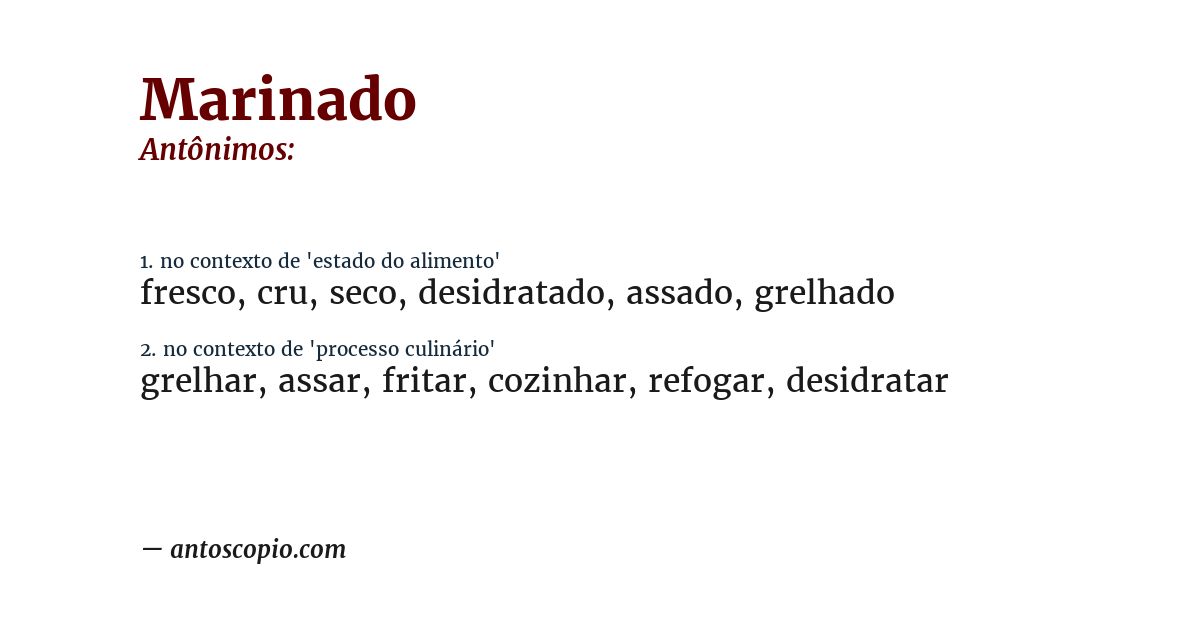 Antônimo de marinado