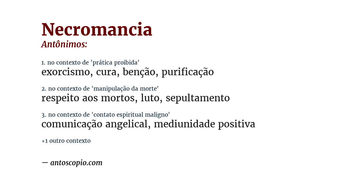 Antônimo de necromancia