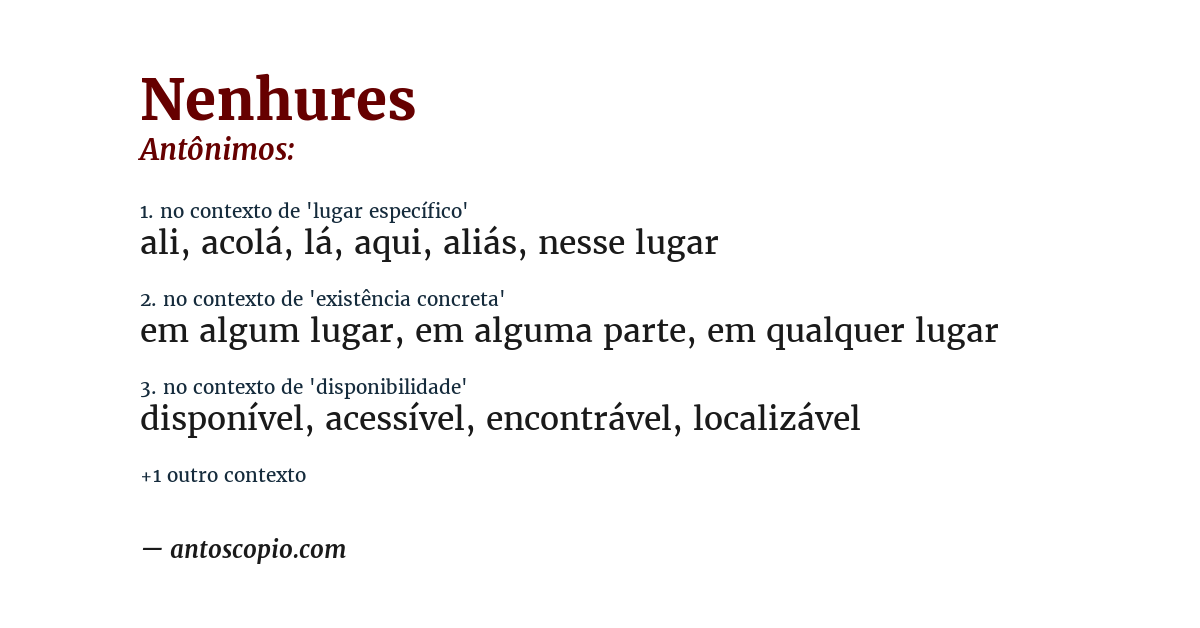Antônimo de nenhures