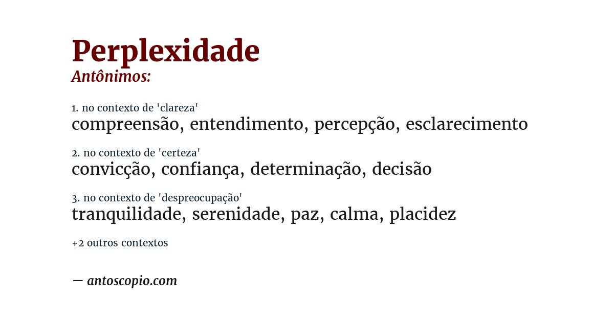 Antônimo de perplexidade