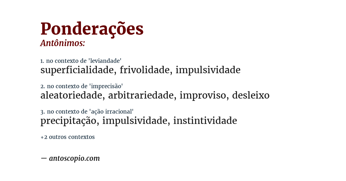 Antônimo de ponderações