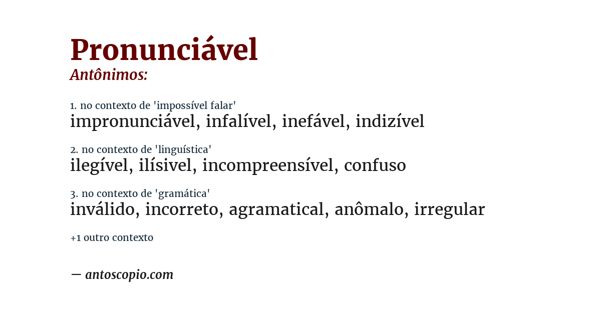 Antônimo de pronunciável