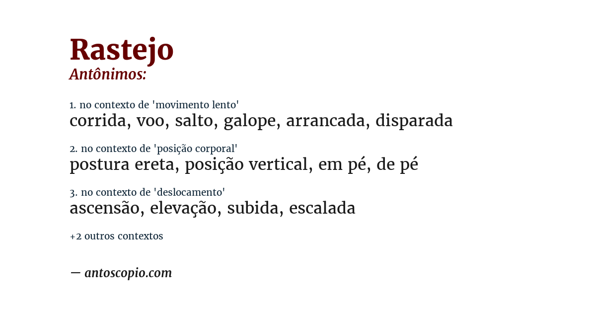 Antônimo de rastejo