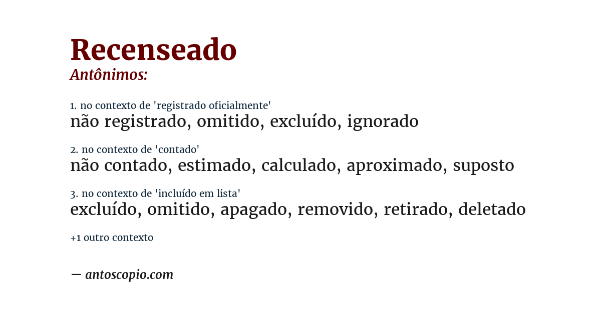 Antônimo de recenseado