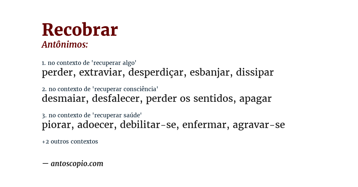 Antônimo de recobrar