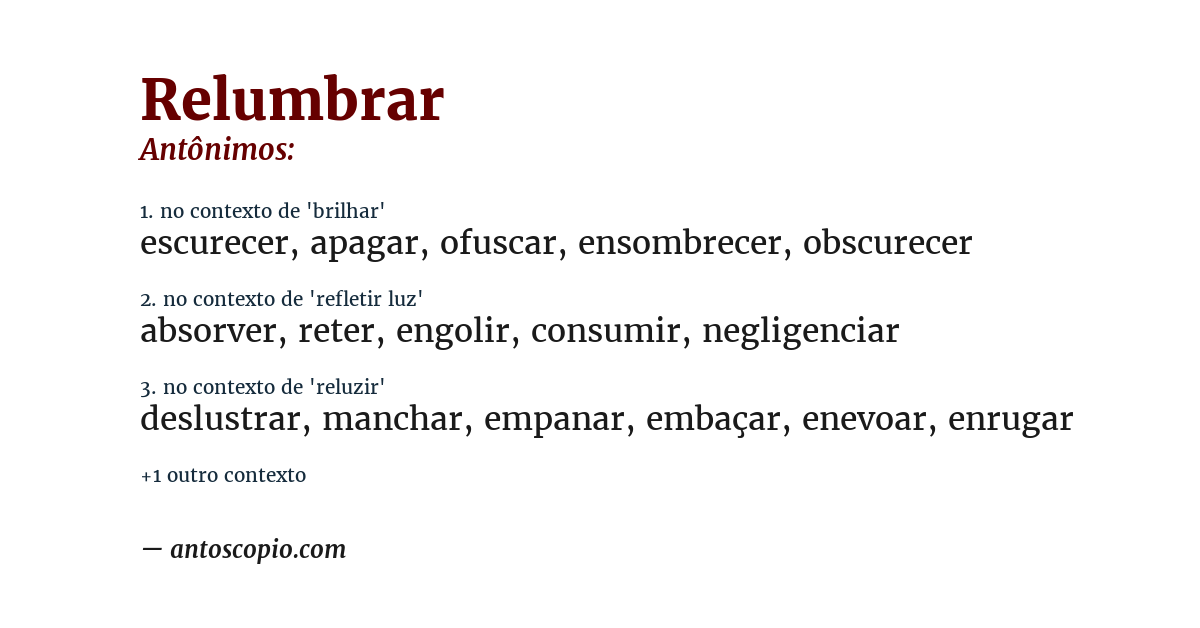 Antônimo de relumbrar