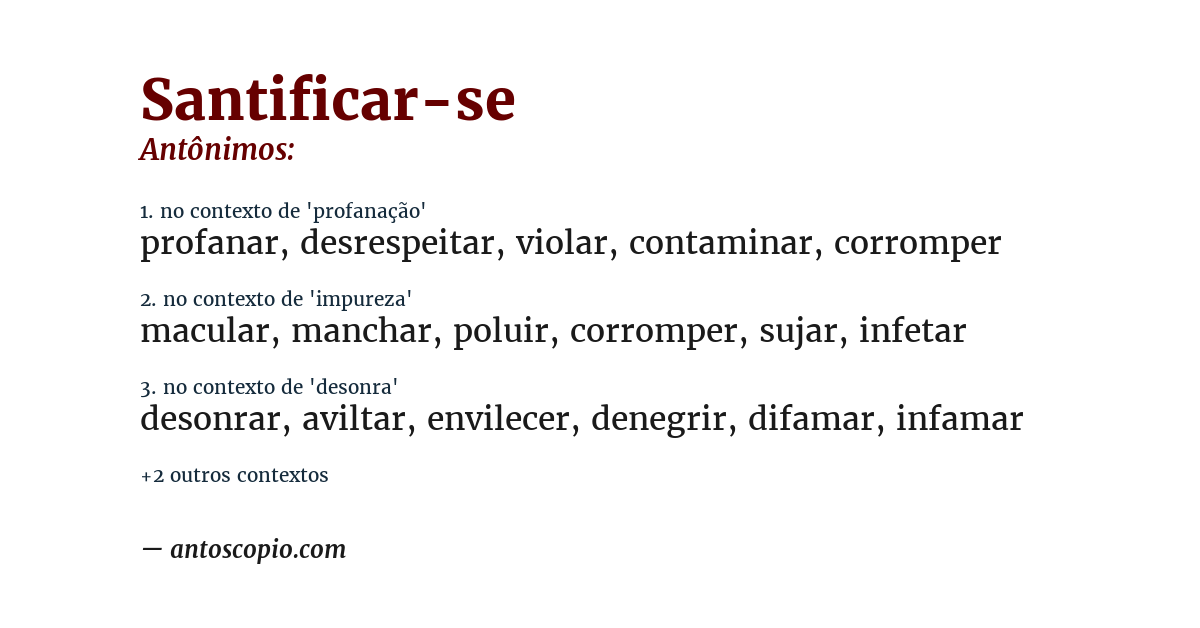 Antônimo de santificar-se