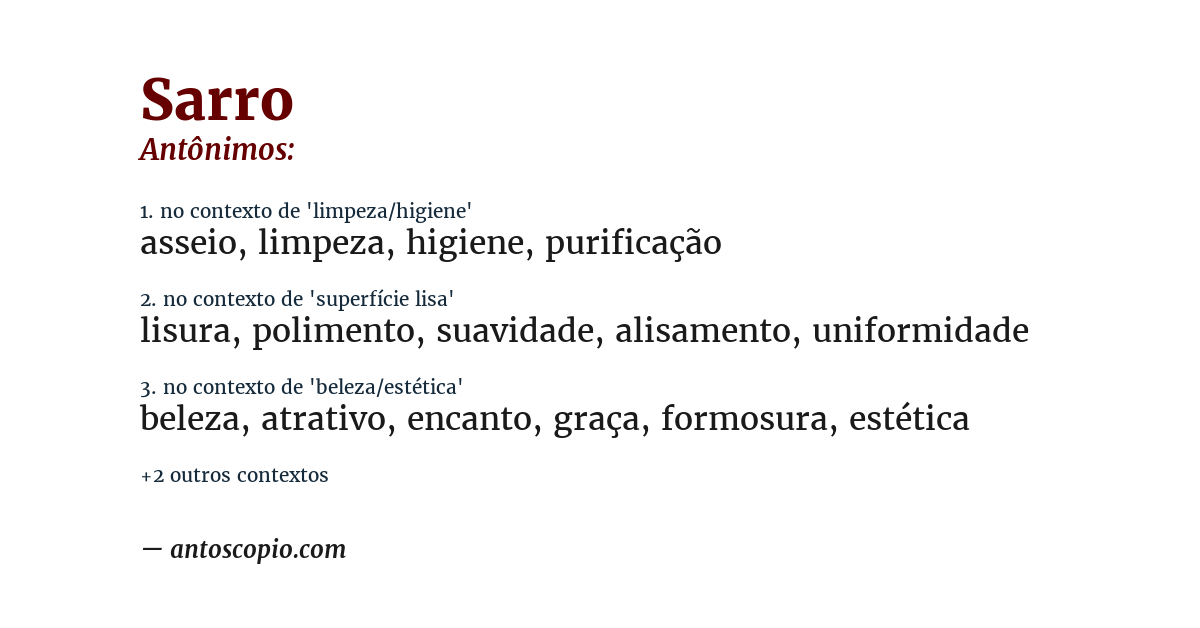 Antônimo de sarro