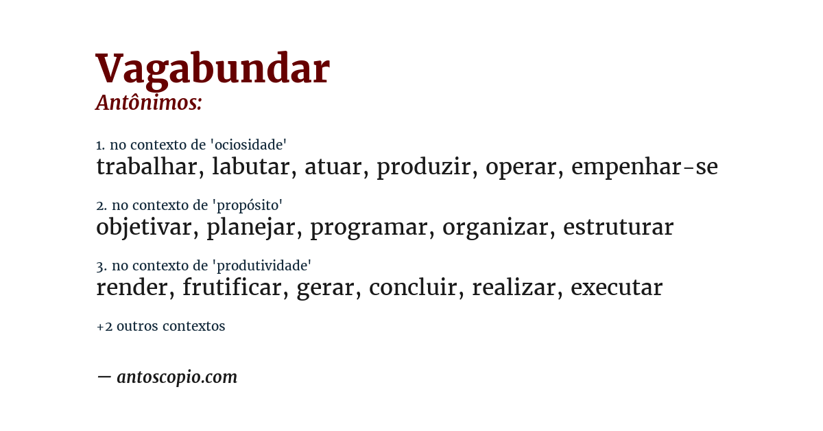 Antônimo de vagabundar