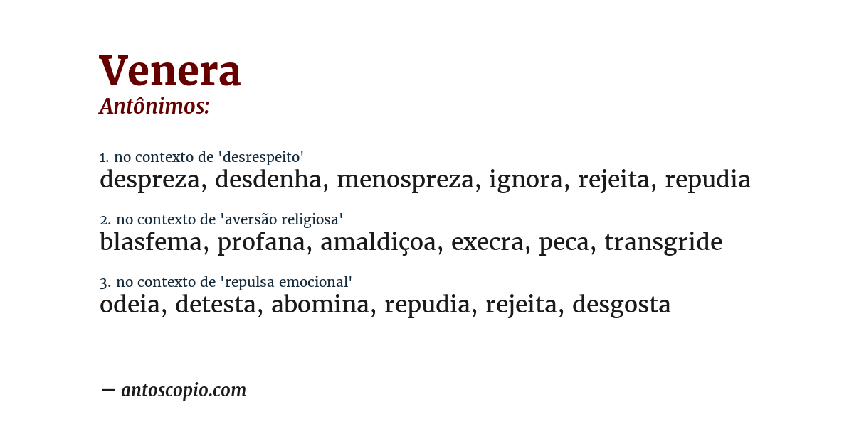 Antônimo de venera