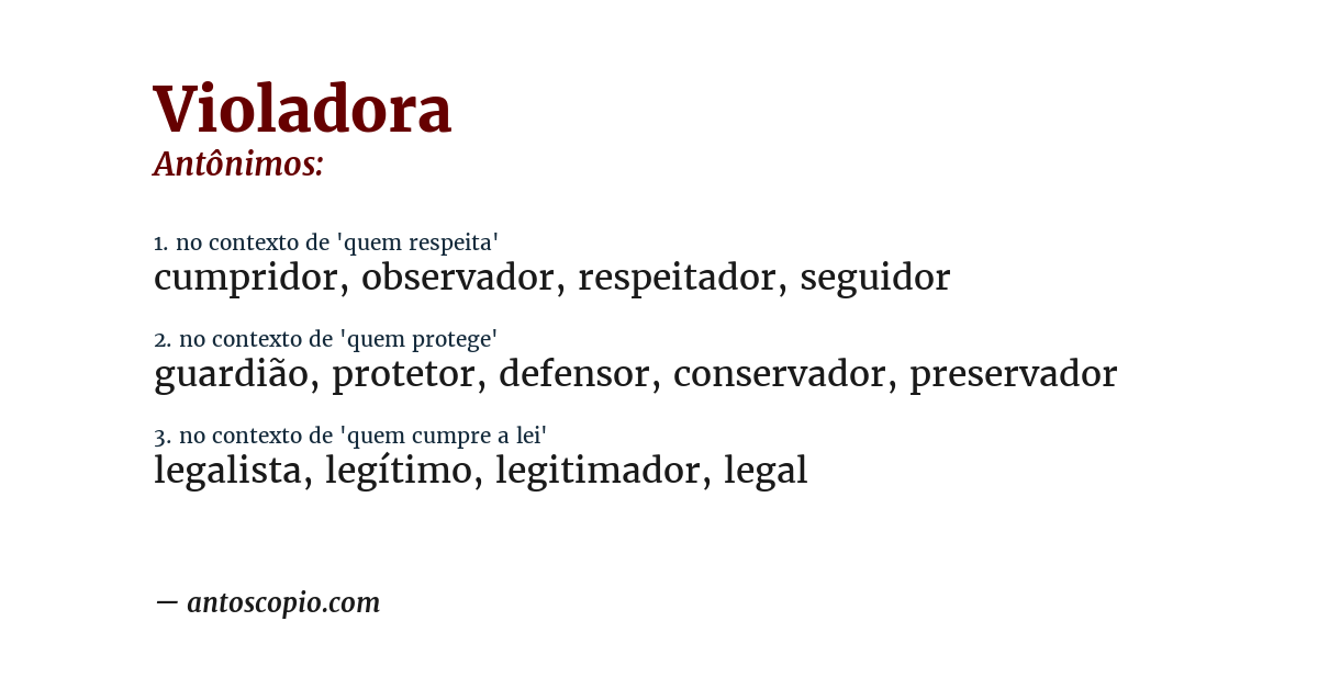 Antônimo de violadora