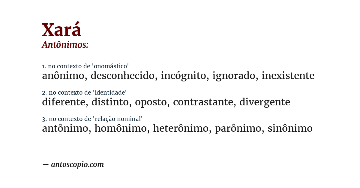 Antônimo de xará
