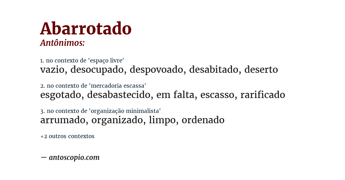 Antônimo de abarrotado