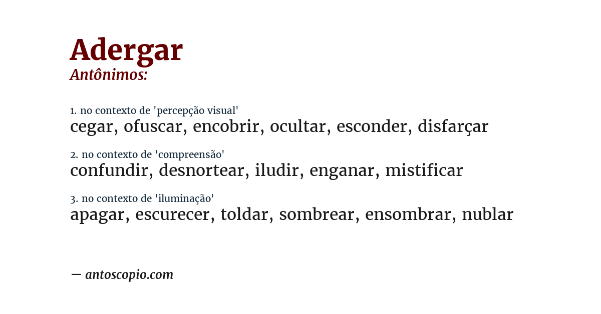 Antônimo de adergar