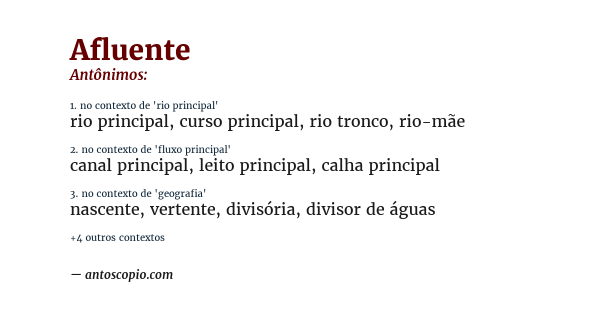 Antônimo de afluente