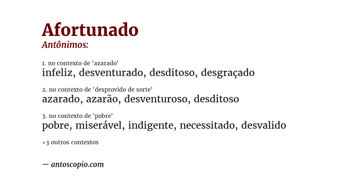 Antônimo de afortunado