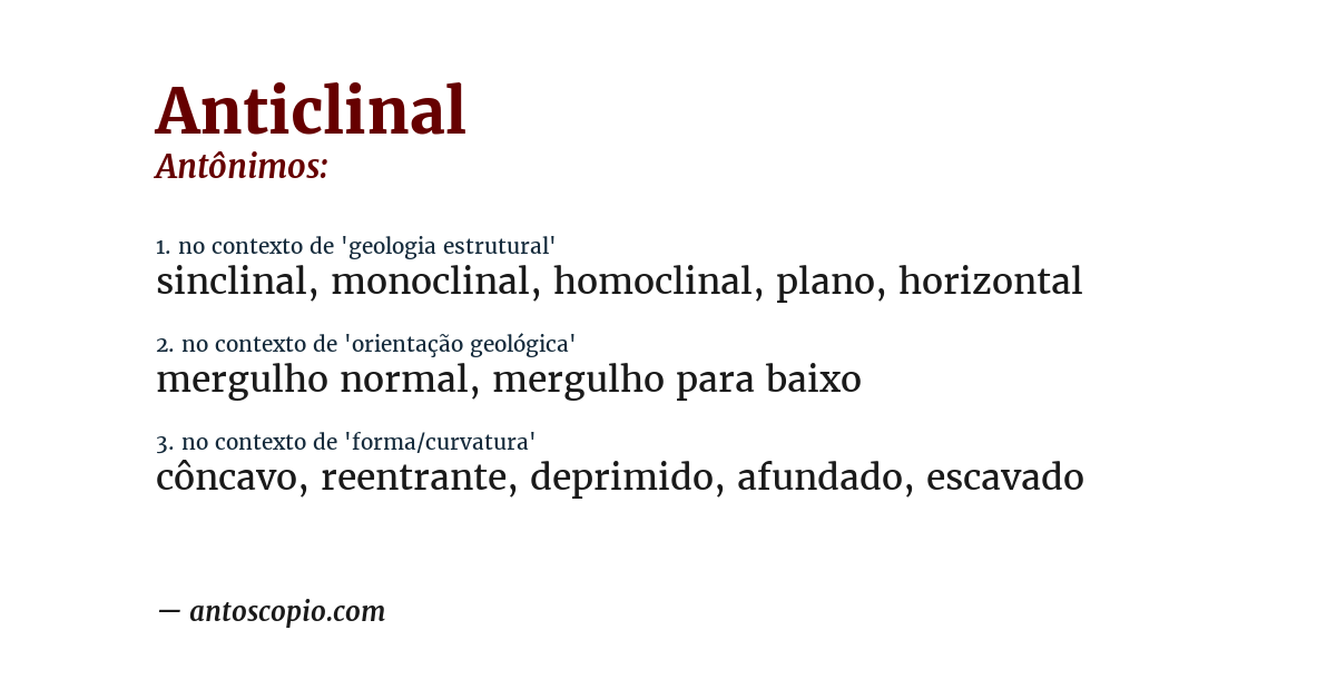 Antônimo de anticlinal