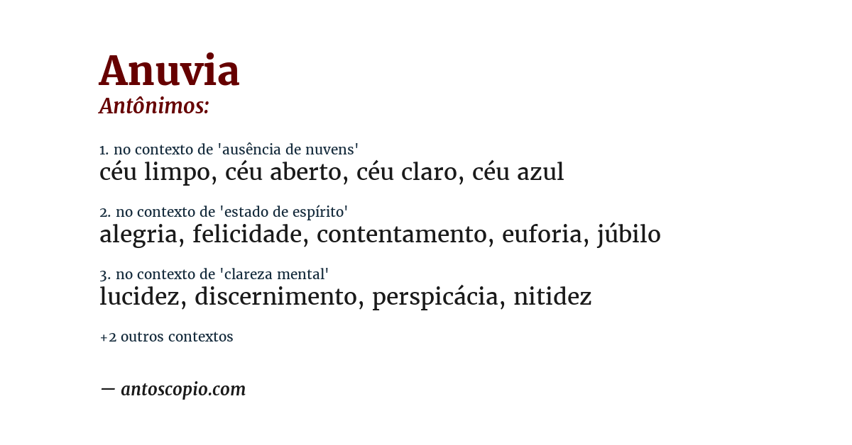 Antônimo de anuvia