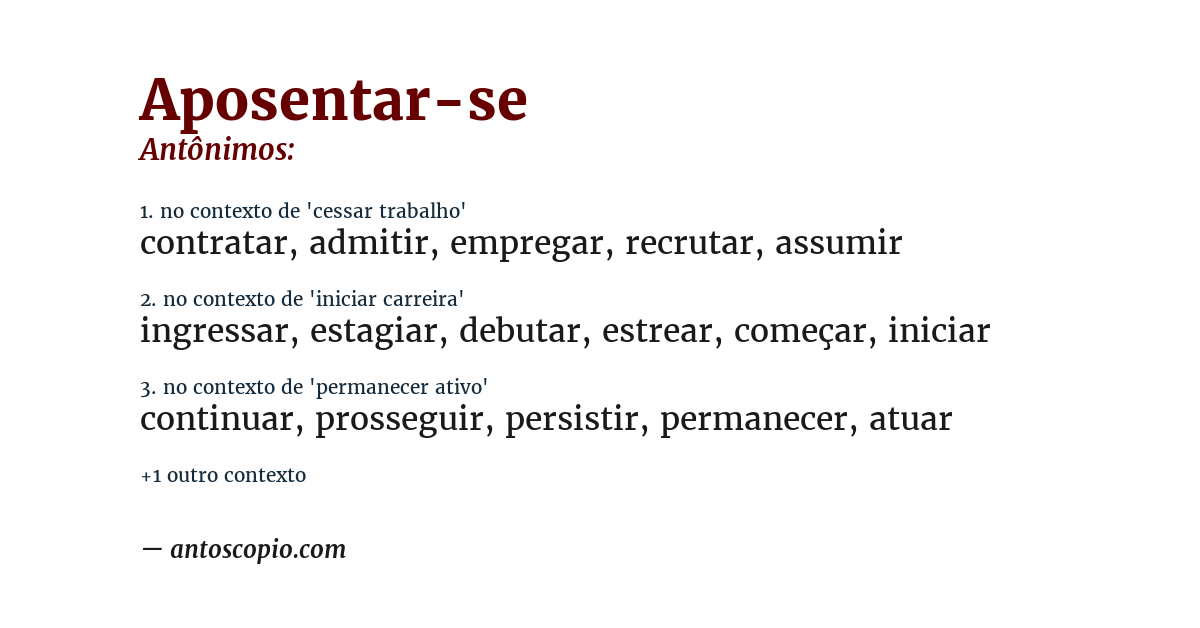 Antônimo de aposentar-se