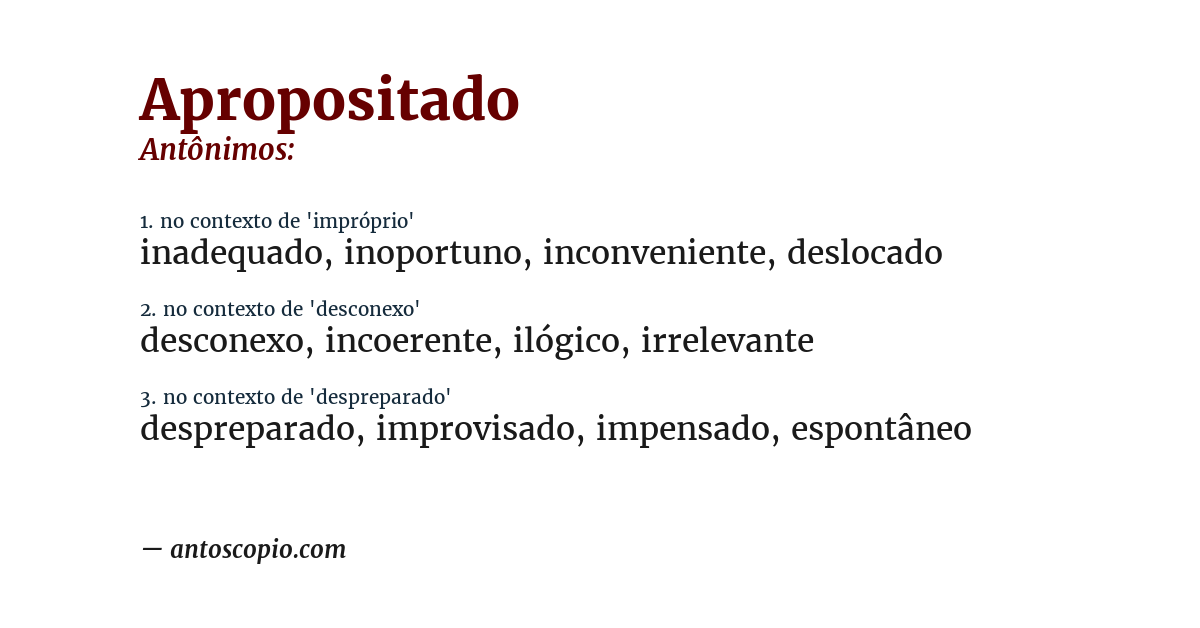 Antônimo de apropositado