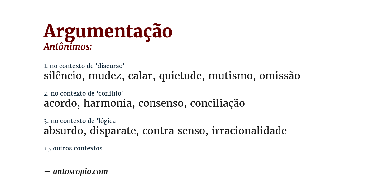 Antônimo de argumentação