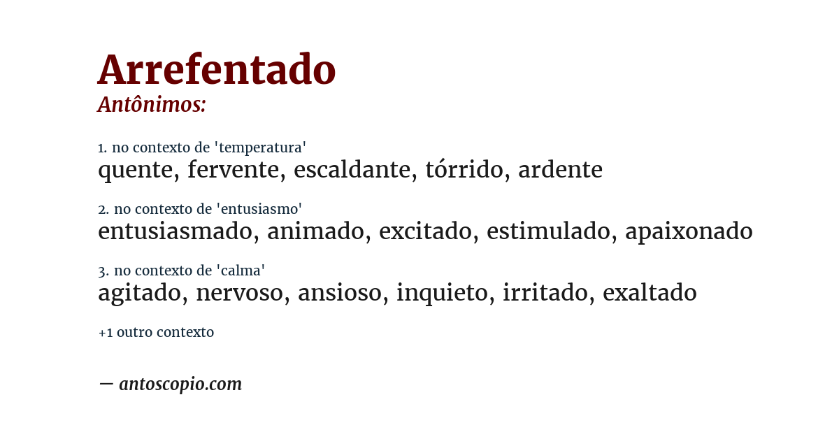 Antônimo de arrefentado