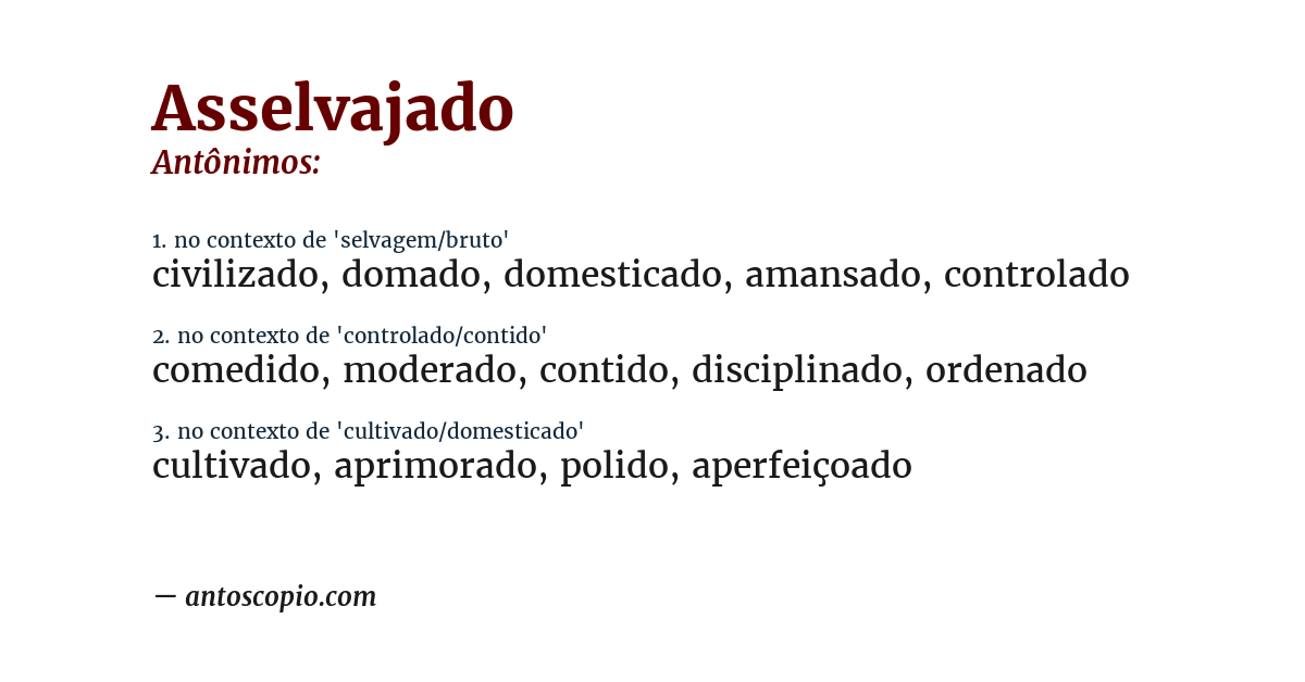 Antônimo de asselvajado