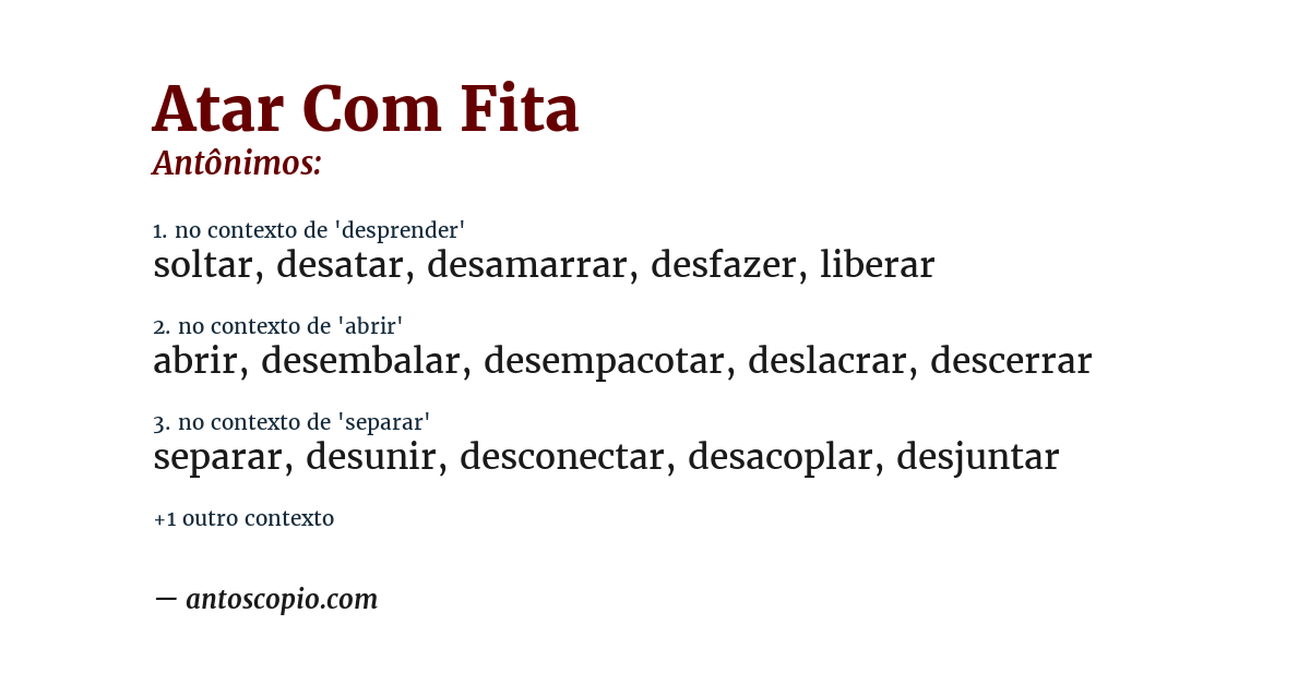 Antônimo de atar com fita