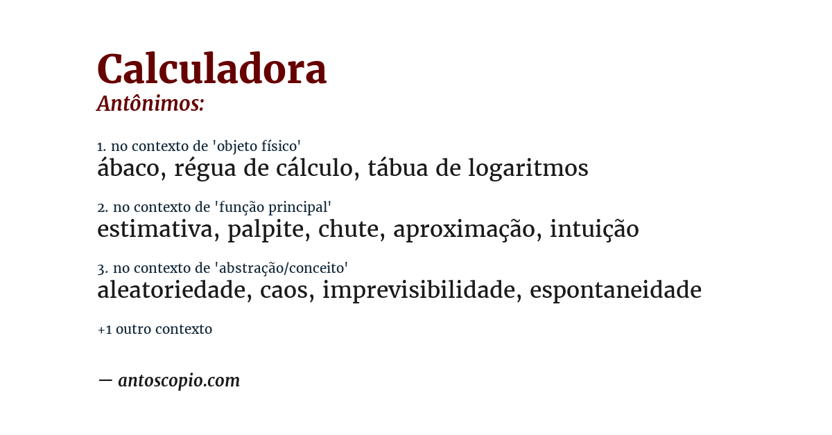 Antônimo de calculadora