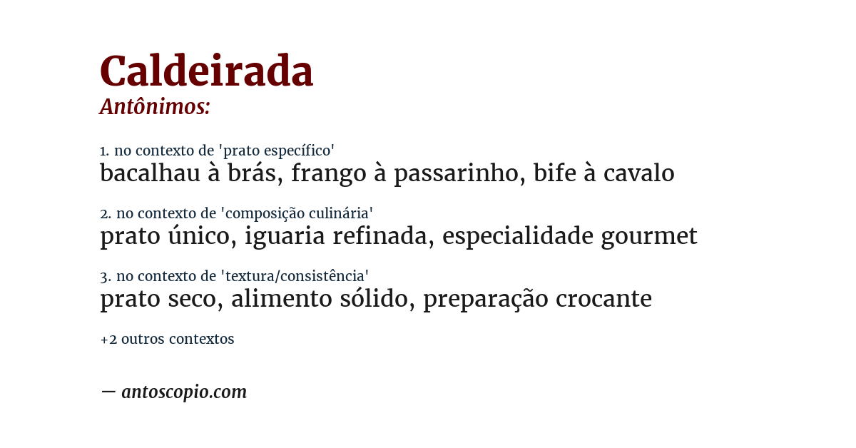 Antônimo de caldeirada